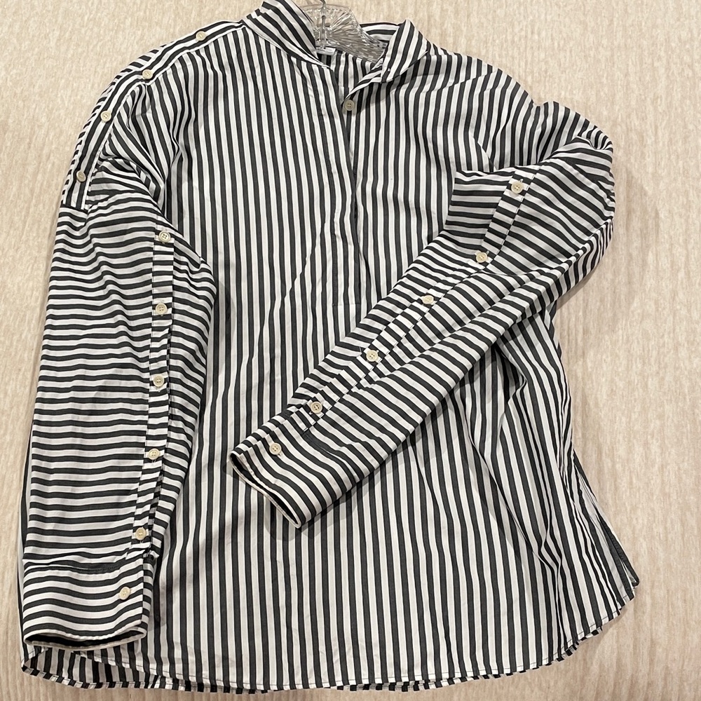 Akris Punto Black and White Striped cotton poplin Tunic